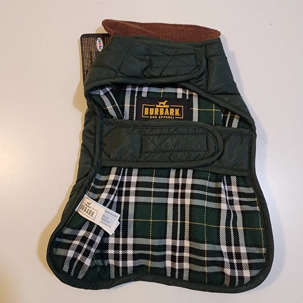 Burbark Green and Brown Puffer Jacket Dog Apparel NWT